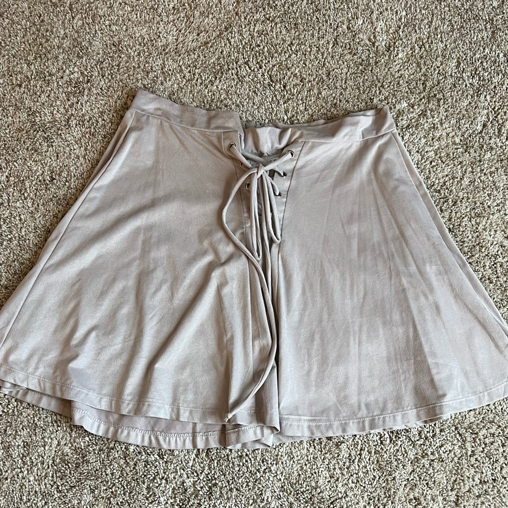 Gray Suede Skater Skirt